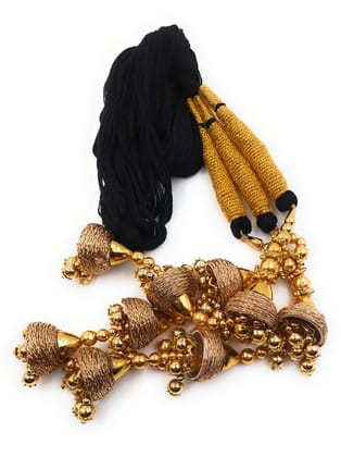 Jhumka Style Thread Punjabi Paranda/Patiala Shahi parandi Hangings Black Colour & Design (Golden Color) 1 piece