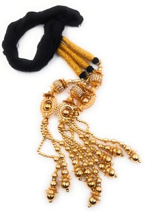 Punjabi Paranda/Hair Extension (Hangings Black colour & Design Golden Color) ) One Piece