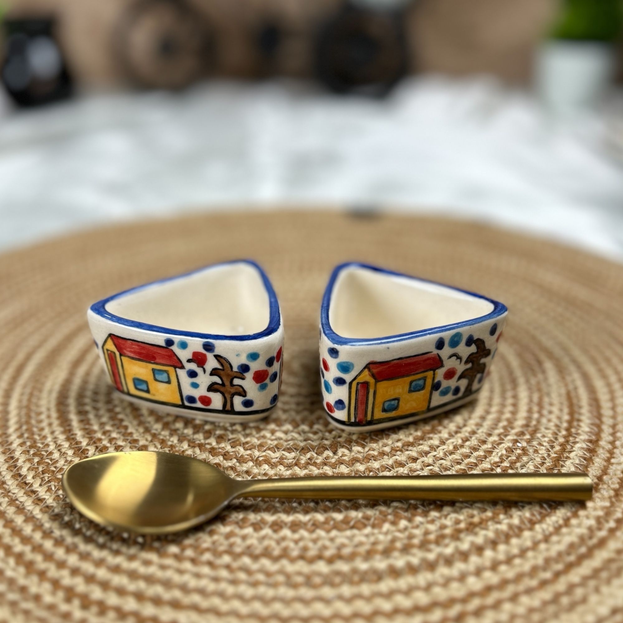 CERAMIC DINING Multicolor Hut Handpainted 50ml Dip Bowls Set of 2