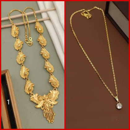 New High gold plated peacock designer neckless for girls and women's (RK_PN-1) &  CHAIN-PENDANTS necklaces & chains (COMBO PACK OF 2 PIC)