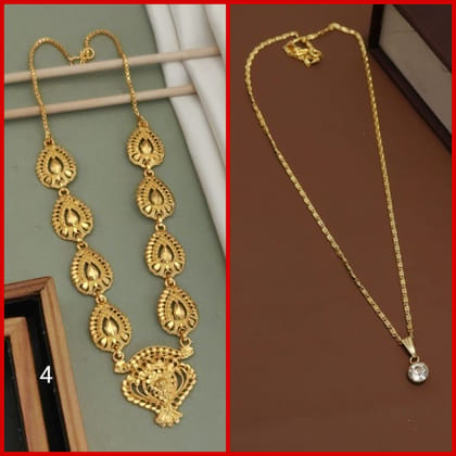 New High gold plated peacock designer neckless for girls and women's (RK_PN-4) &  CHAIN-PENDANTS necklaces & chains (COMBO PACK OF 2 PIC)