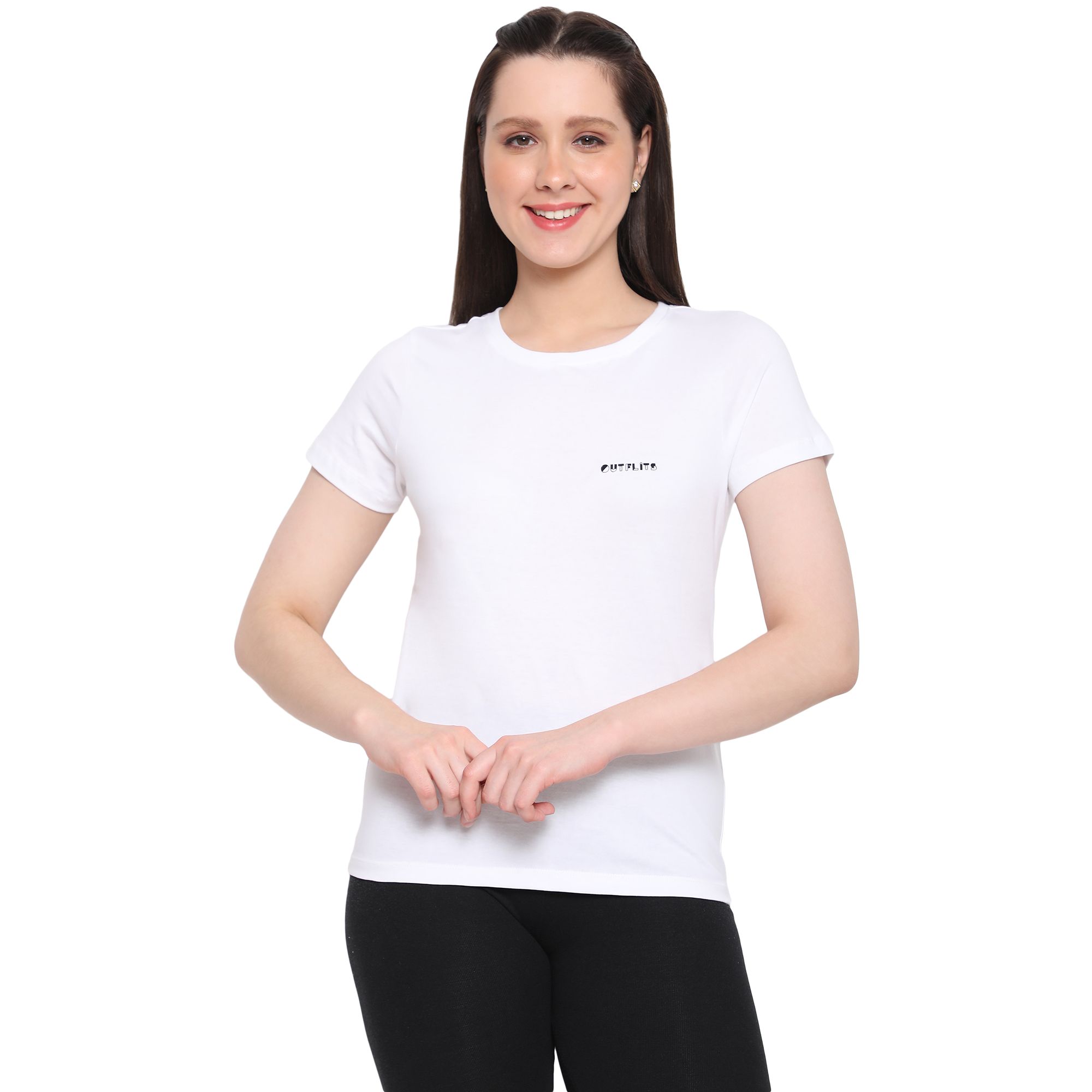 OUTFLITS Ladies Solid Tshirts