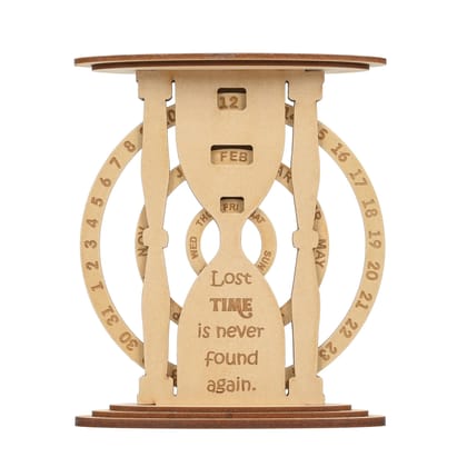 Sand Timer Shaped Wooden Table Calendar | Perpetual Calendar