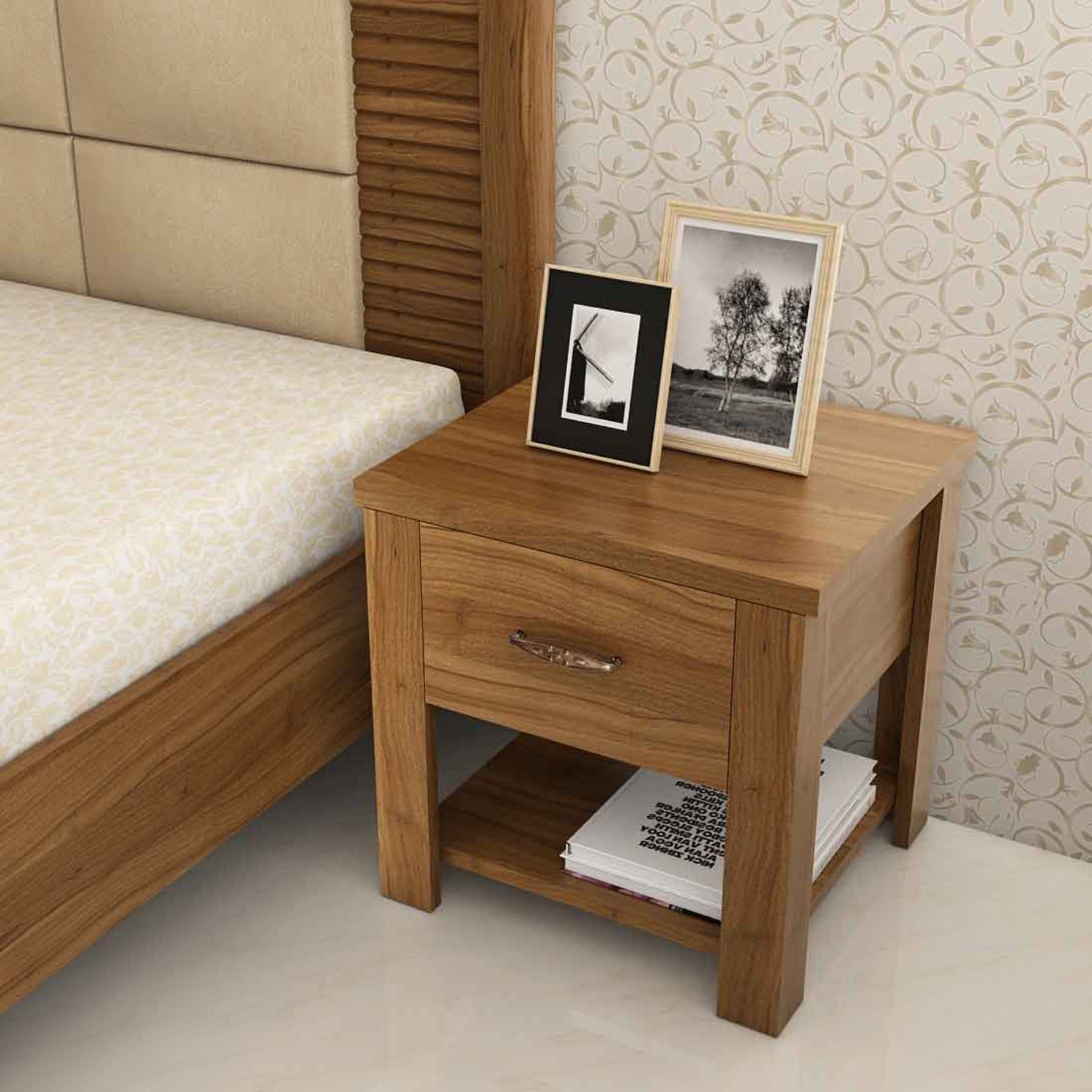 SPACEWOOD SIDE TABLE HARMONY NATURAL TEAK WITH SNGLE DRAWER