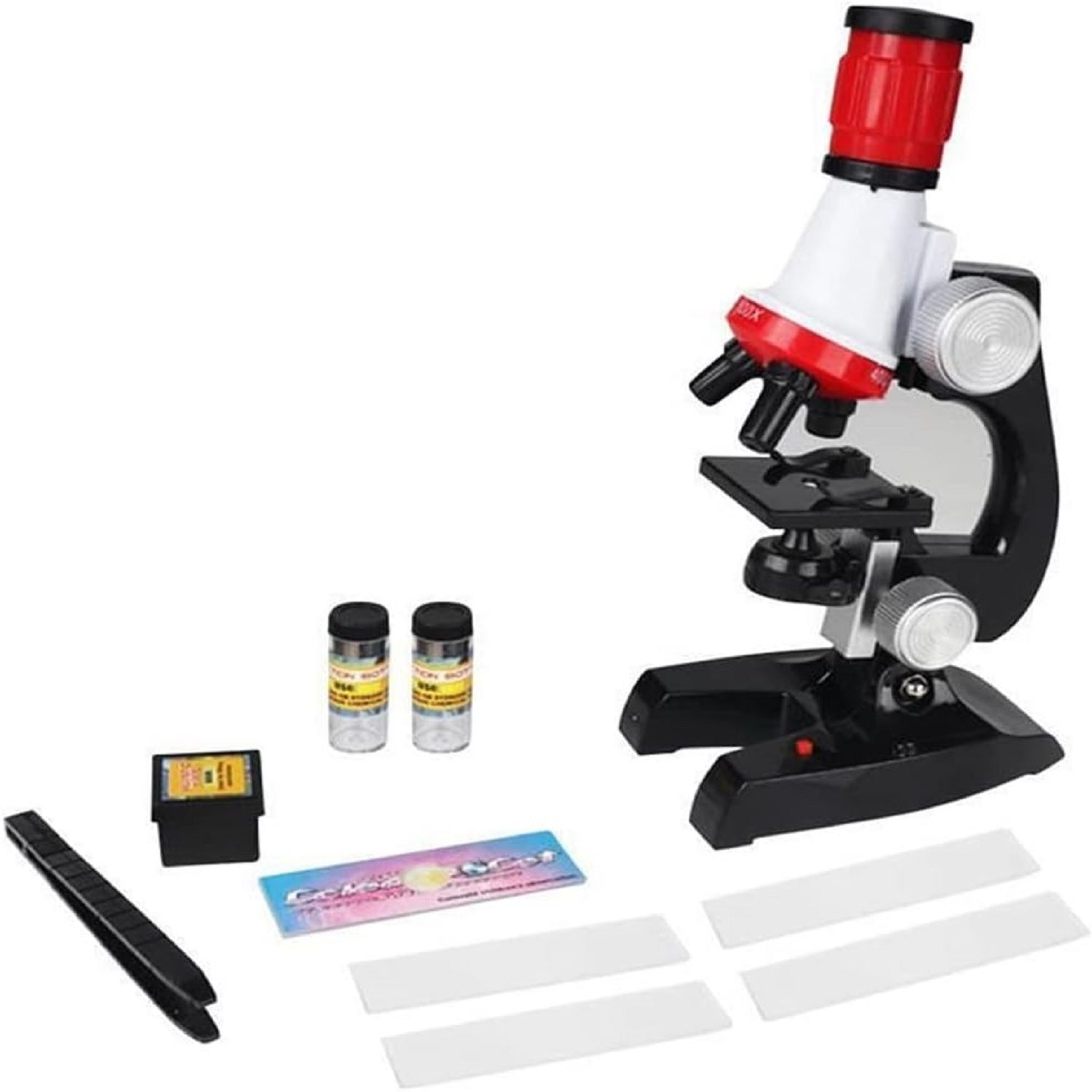 KTRS Enterprise Science Kits with Slides Educational Beginner Microscope Kit with LED 100X 400X and 1200X Magnification for Kids Students