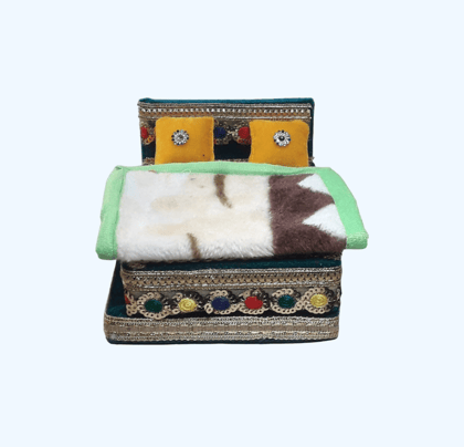 Darsh Collection Handmade  Thakur ji Bed, Laddu Gopal ji, Krishna ji, Khatu Shyam ji, & Ram ji Bed with Blanket usable 0 to 3 no