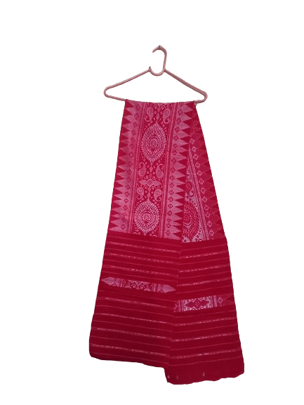 Aronai- Assamese Bodo Traditional Handwoven Ethnic Dress (MUFFLER/SCARF) Color : Red