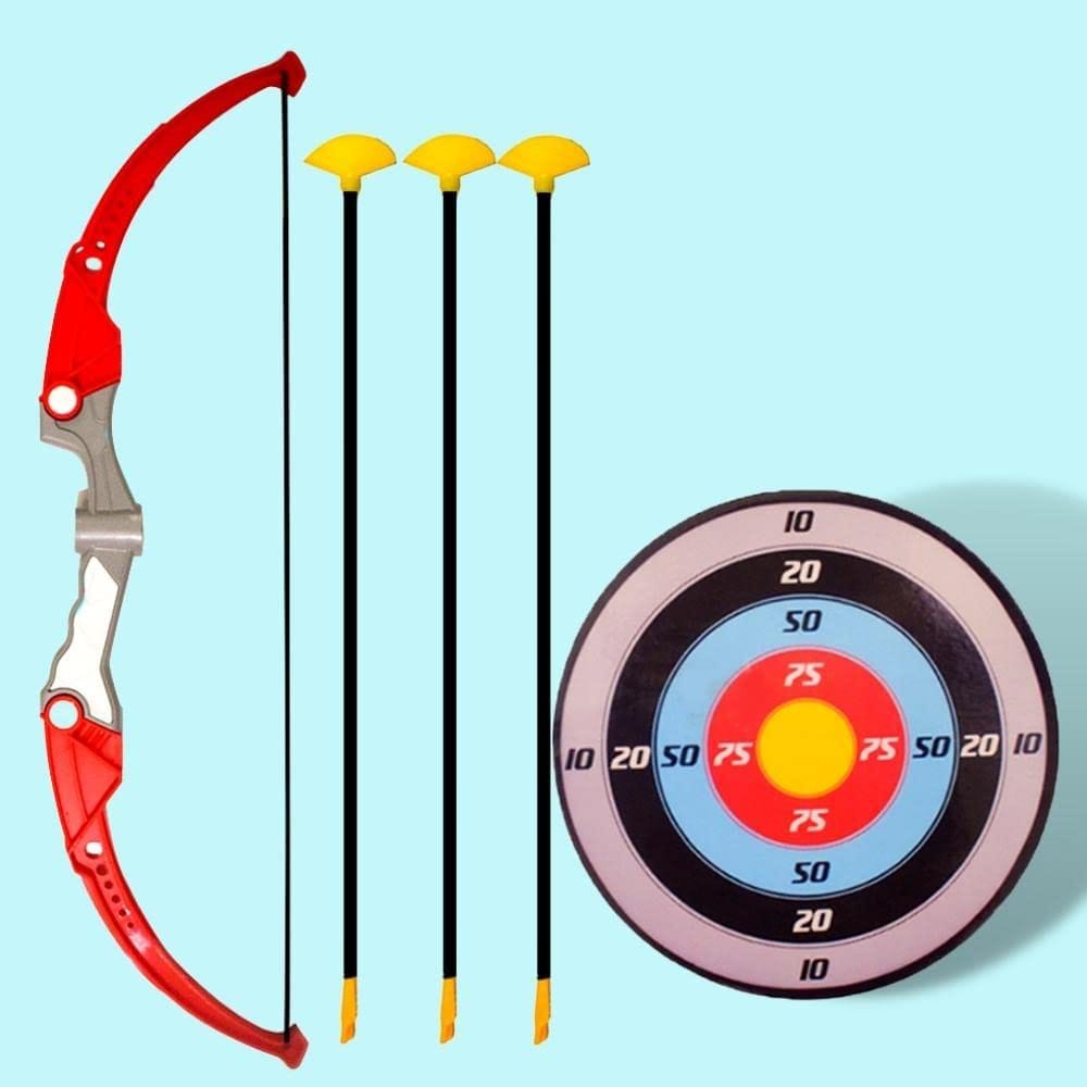 Planet of Toys Archery Set for Kids 3 to 12 Years Bow and Arrow for Kids Boys & Girls (Grey) 1 Bow, 3 Arrow & 1 Target Board for Kids