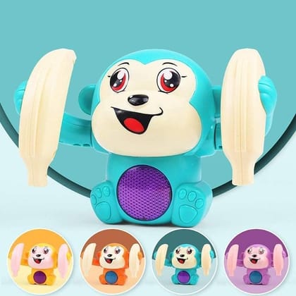 Planet of Toys Musical Dancing Monkey Toys for Kids Baby Spinning Rolling Monkey Toy with Light and Sound Effects with Sensor, Multicolor