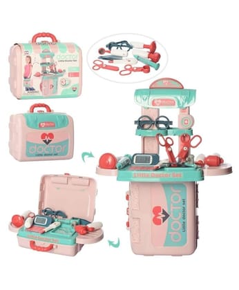 Planet of Toys Pretend Play Little Doctor Play Set with Foldable Suitcase for Kids , Best for Gift, Multicolor