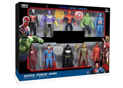 Planet of Toys Super Hero Action Figure Toy Set of 10 | Action Figures Collection for Boys and Girls Kids' Toys for Kids