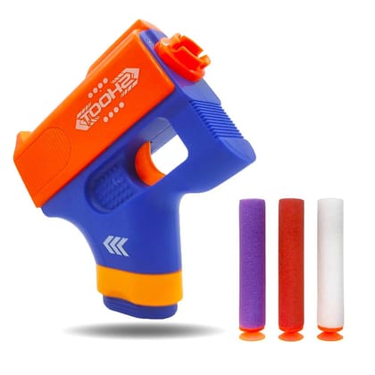 Planet of Toys Mini Blaster Gun Toy With 3 Bullets Blaze Storm Manual Soft Bullet Shooting Gun Toy Safe&Range Shooting Gun,Orange