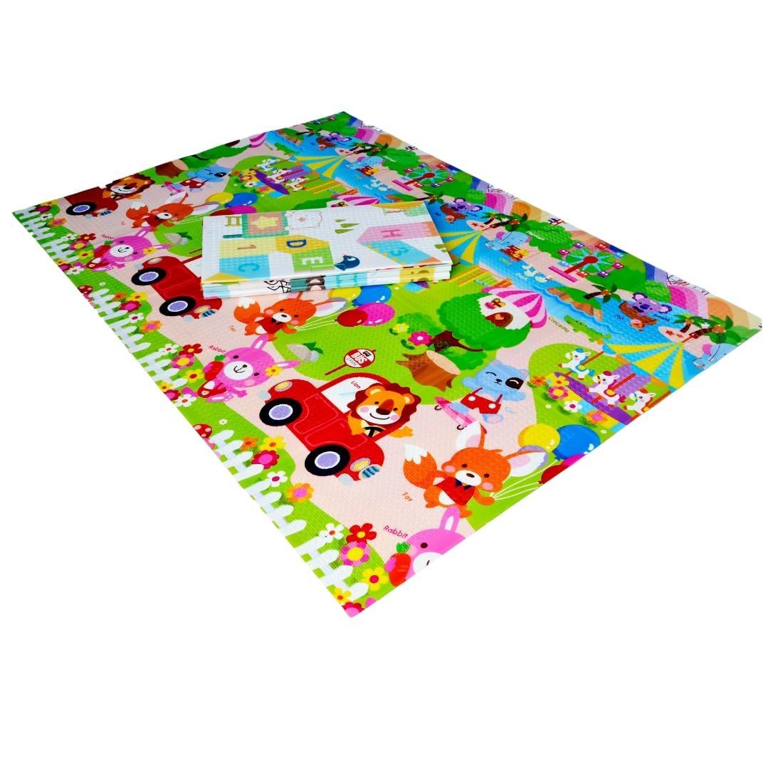 PLANET OF TOYS Play Floor Mat for Baby, Toddlers | Waterproof, Reversible, Foldable & Non-Toxic BPA-Free Floor Mat for Baby Learning & Crawling for Toddlers, Infants, and Kids