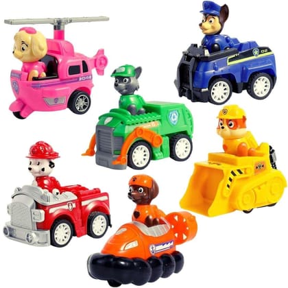 Planet of Toys Superhero Pups Dogs with Vehicles Racer Car for Kids, Pup Rescue Team Mission Figure Toy, Patrol Characters Toy Set, 6 Pieces