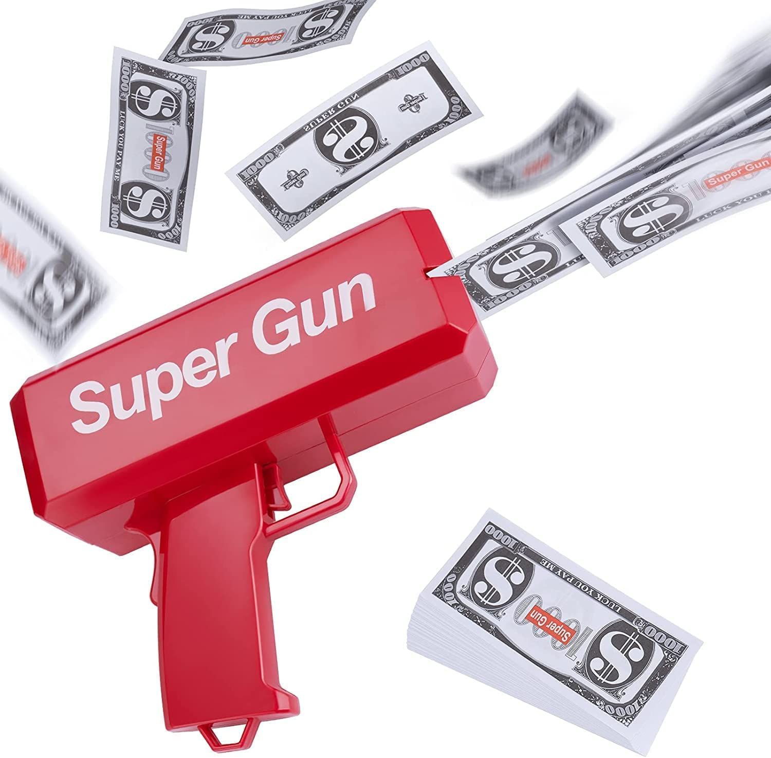 Planet of Toys Make It Rain Cash Cannon Money Gun for Wedding and Parties with Fake Money - Red