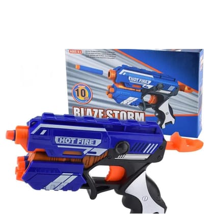 Planet of Toys Foam Blaster Blaze Storm Gun Toy Unbreakable,Safe and Long Range Comes with 5 Bullets and 5 Suction Darts- Multi Color