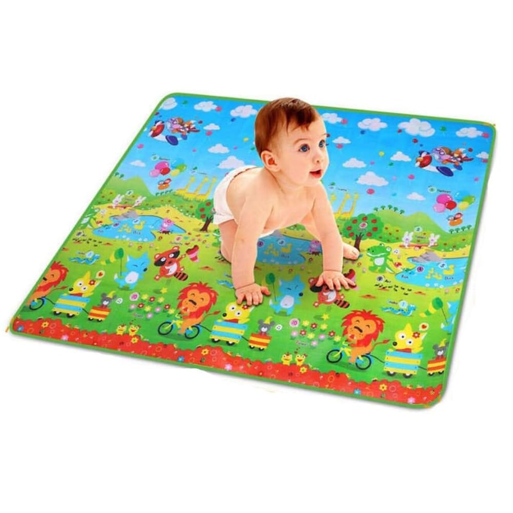 PLANET OF TOYS Floor Play Mat for Baby, Toddlers Reversible, Foldable & Non-Toxic BPA-Free Floor Mat for Baby Crawling Toddlers, Infants, and Kids