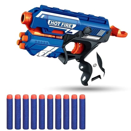 Planet Of Toys Shooting Blaster Gun Toy With Soft Foam Bullets For Kids (Made In India, Blue)