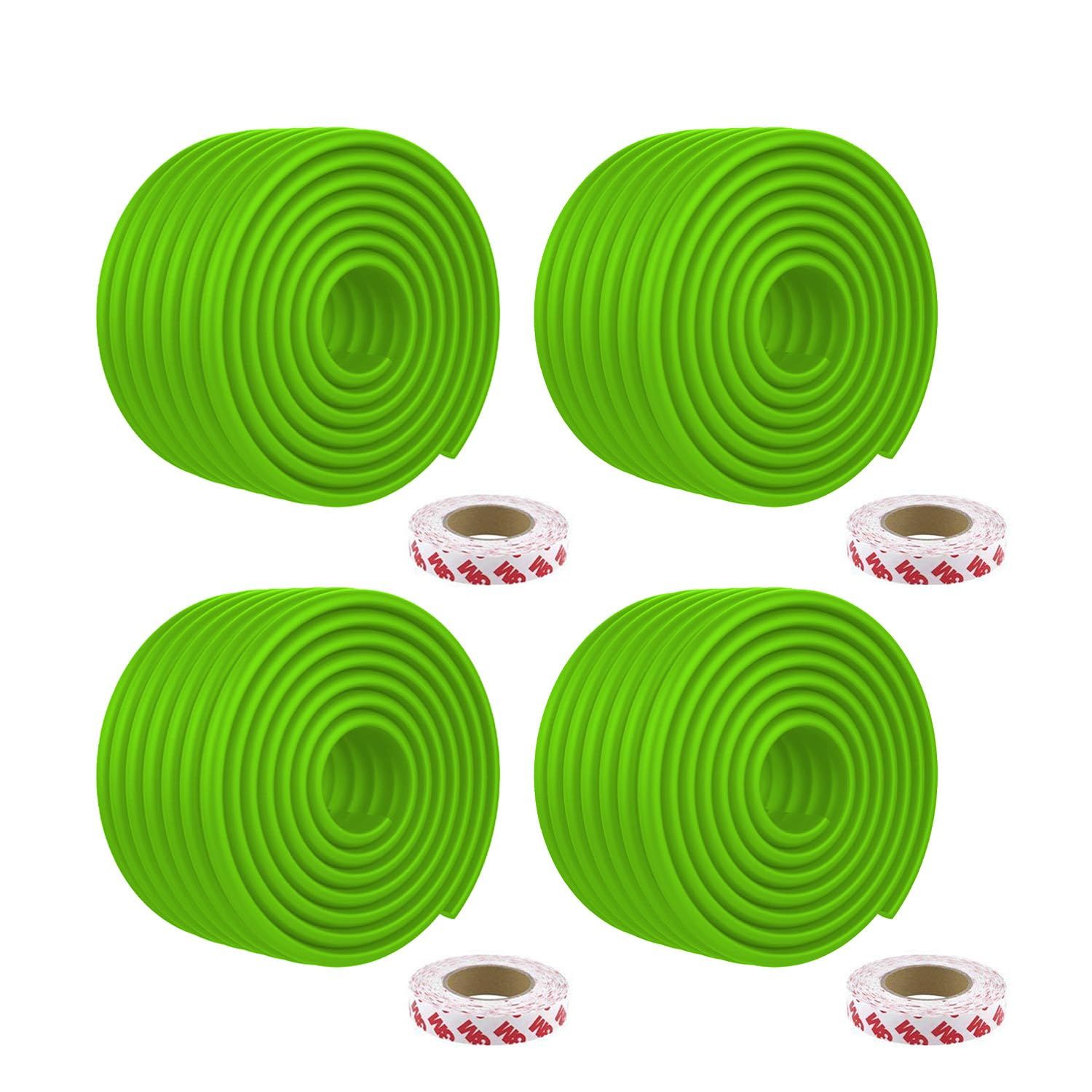 Safe-O-Kid' (Set of 4), Soft Cushioned 6.4 Ft / 2 Mtr Multi Functional Edge Guards with Strong 3M Adhesive, Safety for Sharp Edges for Babies- Grass Green