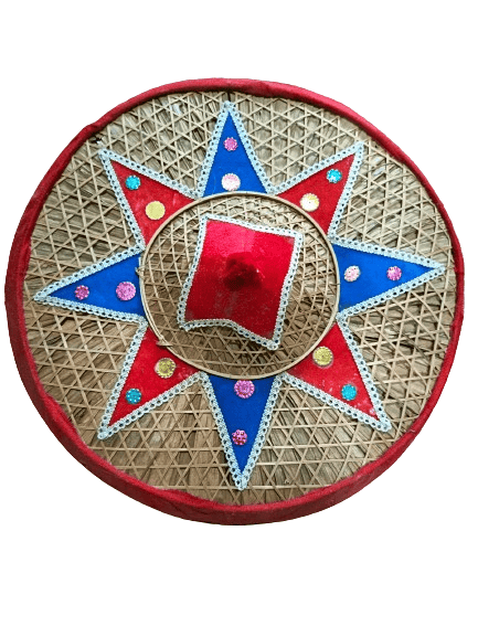 Traditional Assamese Handmade Japi/Hat for Home Decor/red,Blue /Used in as Tradition in Assam as a Cultural Symbol