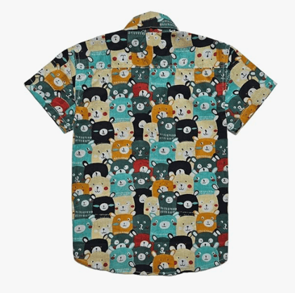 Cottonlush Teddies Printed Half Sleeves Collared Shirt for Kids | Colorful