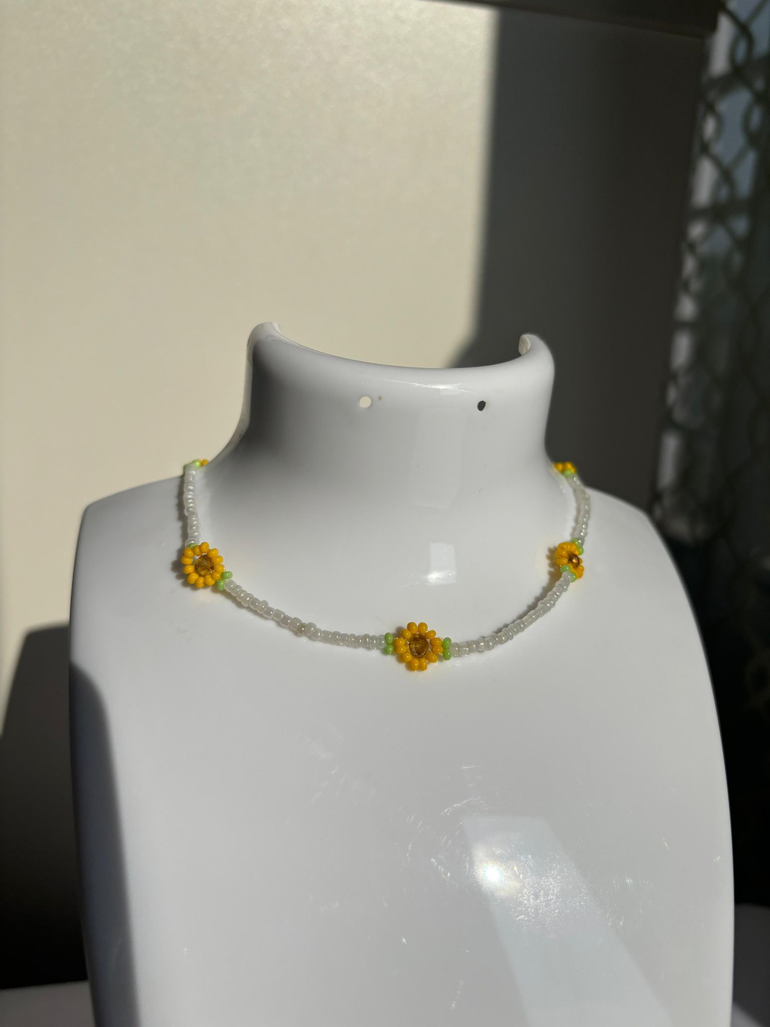 Beaded Sunflower Choker Necklace