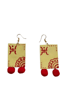 handmade yellow & red earrings