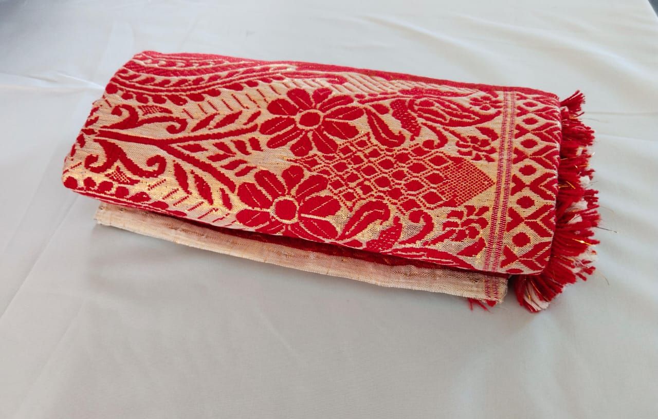 ASOMI Phulam Gamocha with Ludhiana Design Embroidery