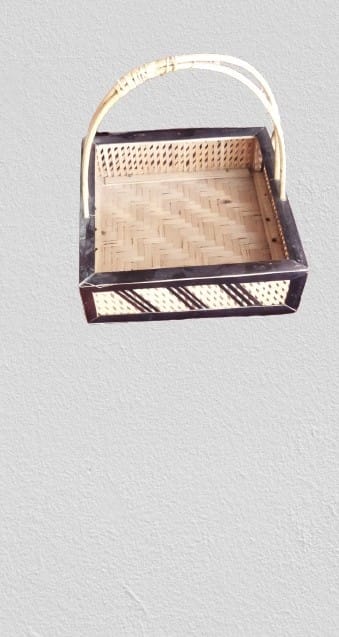 HAND MADE SQUARE BAMBOO BASKET