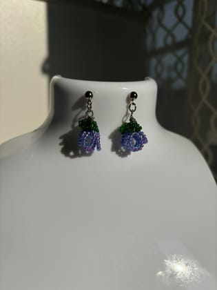 Purple Beaded Dangler earrings