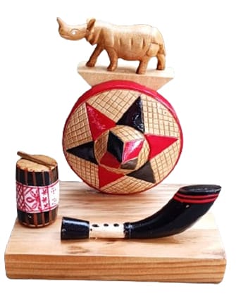 WOODEN ASSAMESE BIHU SET DECORATIVE SHOWPIECE