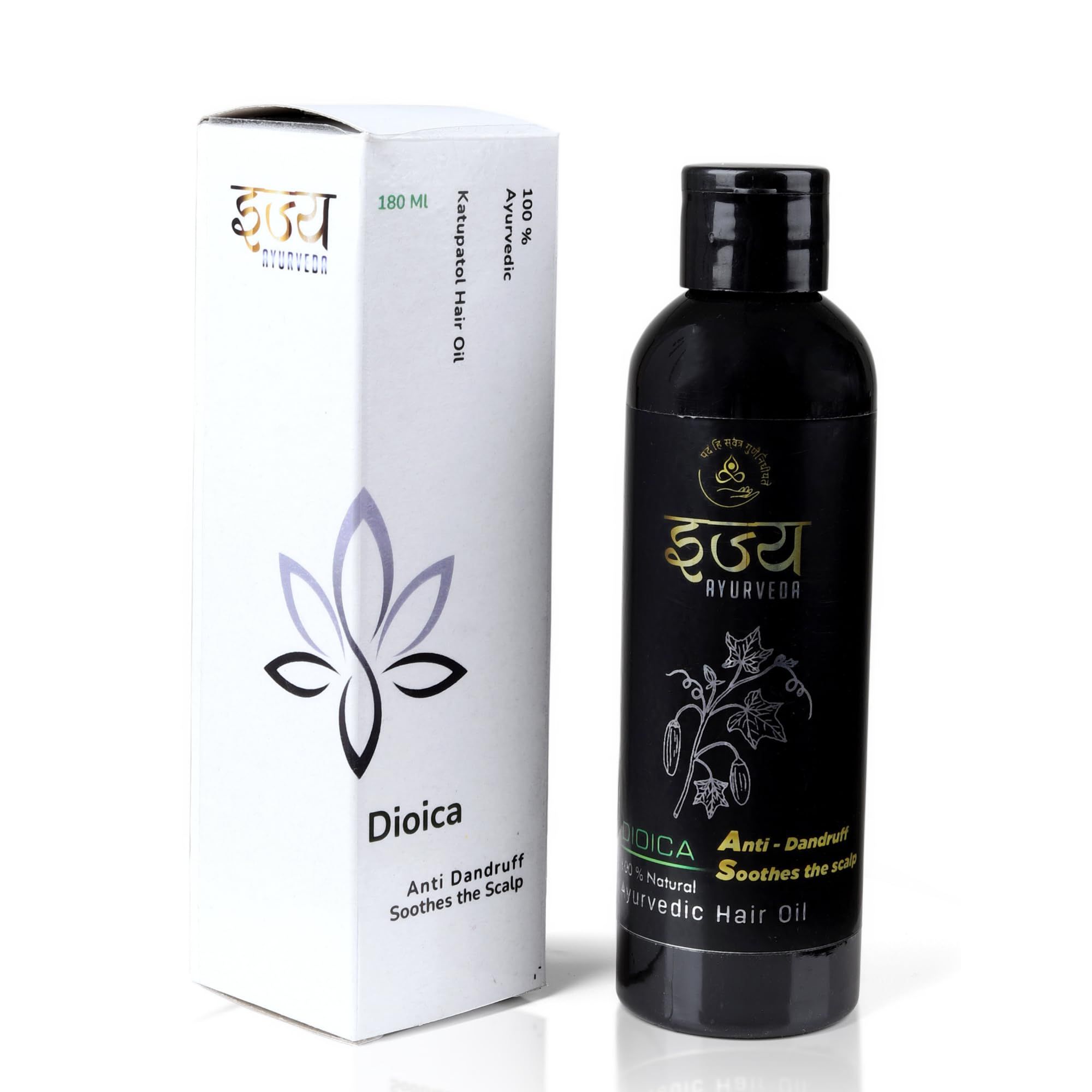 Ijya Ayurveda Dioica Ayurvedic Anti-Dandruff Hair Oil - Fights Dandruff & Nourishes Scalp | Soothing Blend with Katu Patol, Neem, Sesame Oil & Chandan | 100% Natural | Ijya Ayurveda | 180 ml