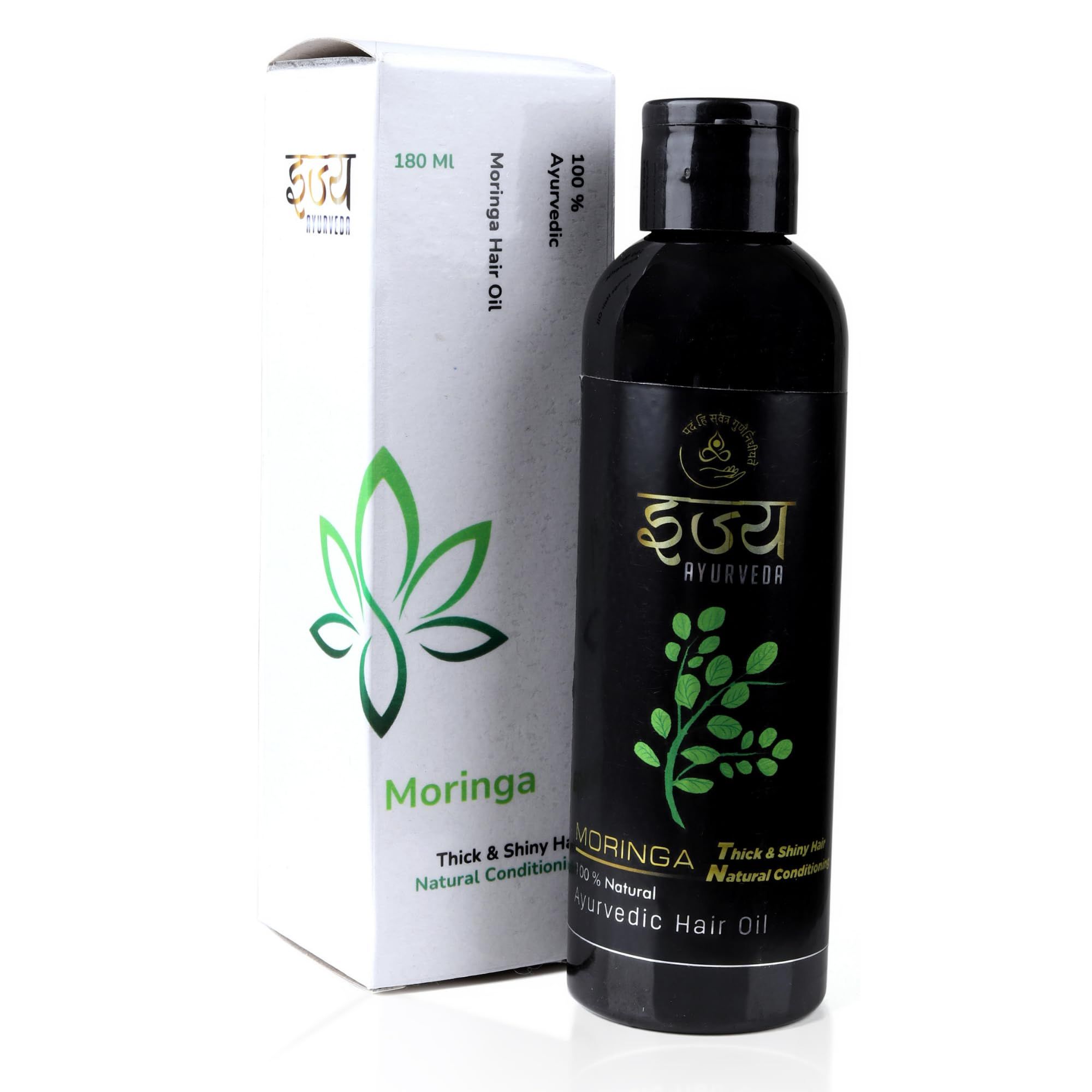 Ijya Ayurveda Moringa Miracle Ayurvedic Hair Oil - Promotes Thick & Shiny Hair | Natural Conditioning with Moringa, Curry Leaves, Coconut Oil & Hibiscus | 100% Natural