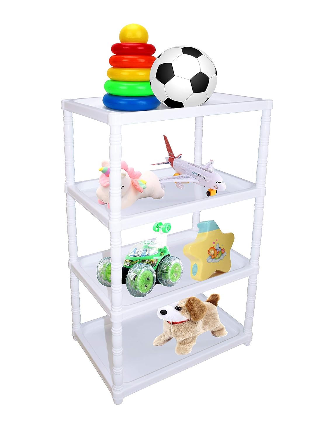 Baby Multipurpose 4 Plastic Shelf Storage Rack (Unbreakable Material) Multicolour, Pack Of 1