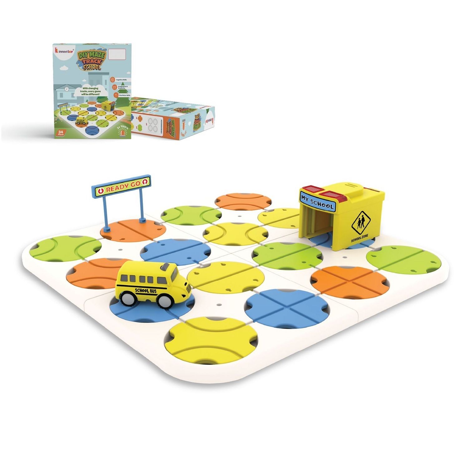 KTRS ENTERPRISE  34pcs Challenges Kids Brain Teaser Puzzle Logical Road Builder Blocks STEM Construction Educational Maze Games Toy For Kids School