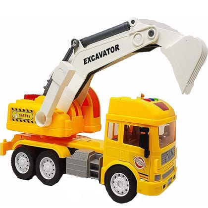 KTRS ENTERPRISE  Unbreakable Excavator Engineering Construction Toy Pull Back Vehicle with Light & Sound for Children, Kids 3+ Years Old Boys and Girls