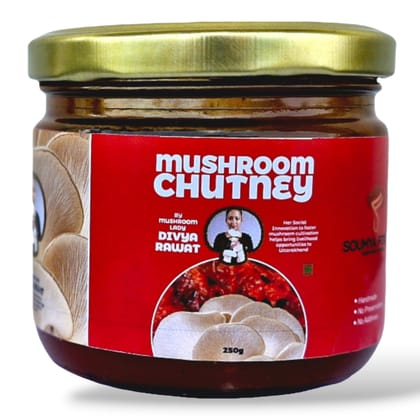 Soumya Foods- Hot & Spicy Mushroom Chutney 250 gms, Handmade product, Homemade Taste. Product of The Mushroom Lady