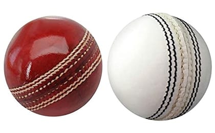 Train Like a Pro with NE Neptune Leather Cricket Ball Pack - 2 Cherry and White Balls for Cricket Practice