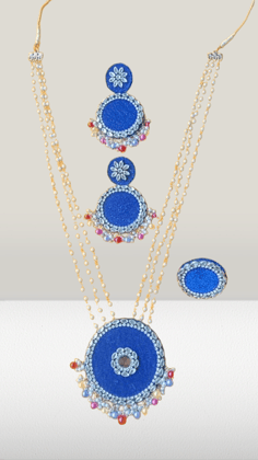 Assamese fabric long necklace Jewellery set