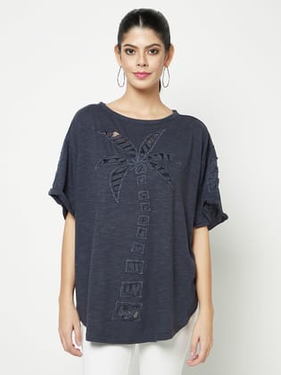 Choco Plamtree bone embroidery top