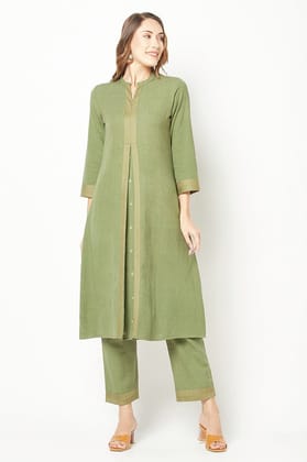 Green Embroidered Kurta Set