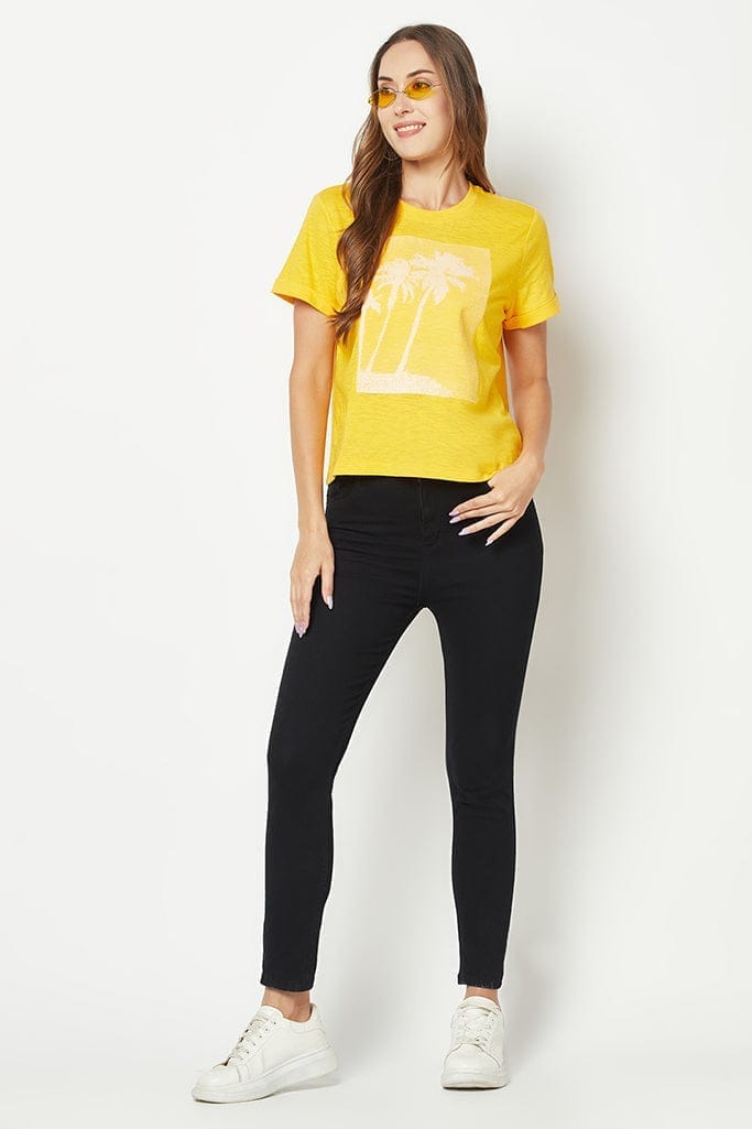 Yellow embroidered T Shirts