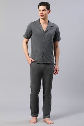 Men Solid Grey Co-ord Set