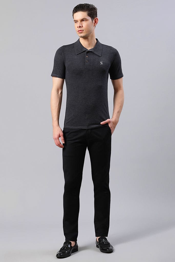 Charcoal Grey Solid T Shirts