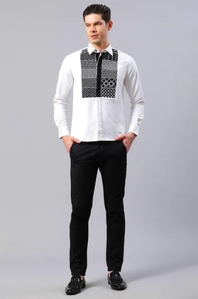 Cotton White Geometrical Embroidered Shirt