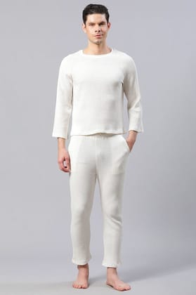 Men Solid White Regular Fit Loungewear