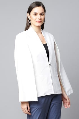 White Solid Open Sleeve Jacket