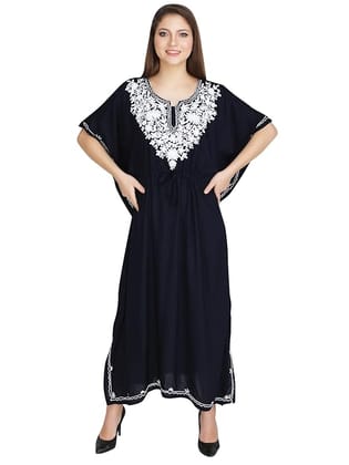 Women's Rayon Kaftan Dress Ladies Sleepwear Night Gown Maxi V-Neck Night Wear