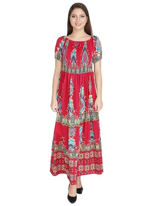 Attractive Printed Rayon Bobbin One Piece fit and Flare Dress in tie dye Pattern Comfy Trendy Night Gown Dress for Women