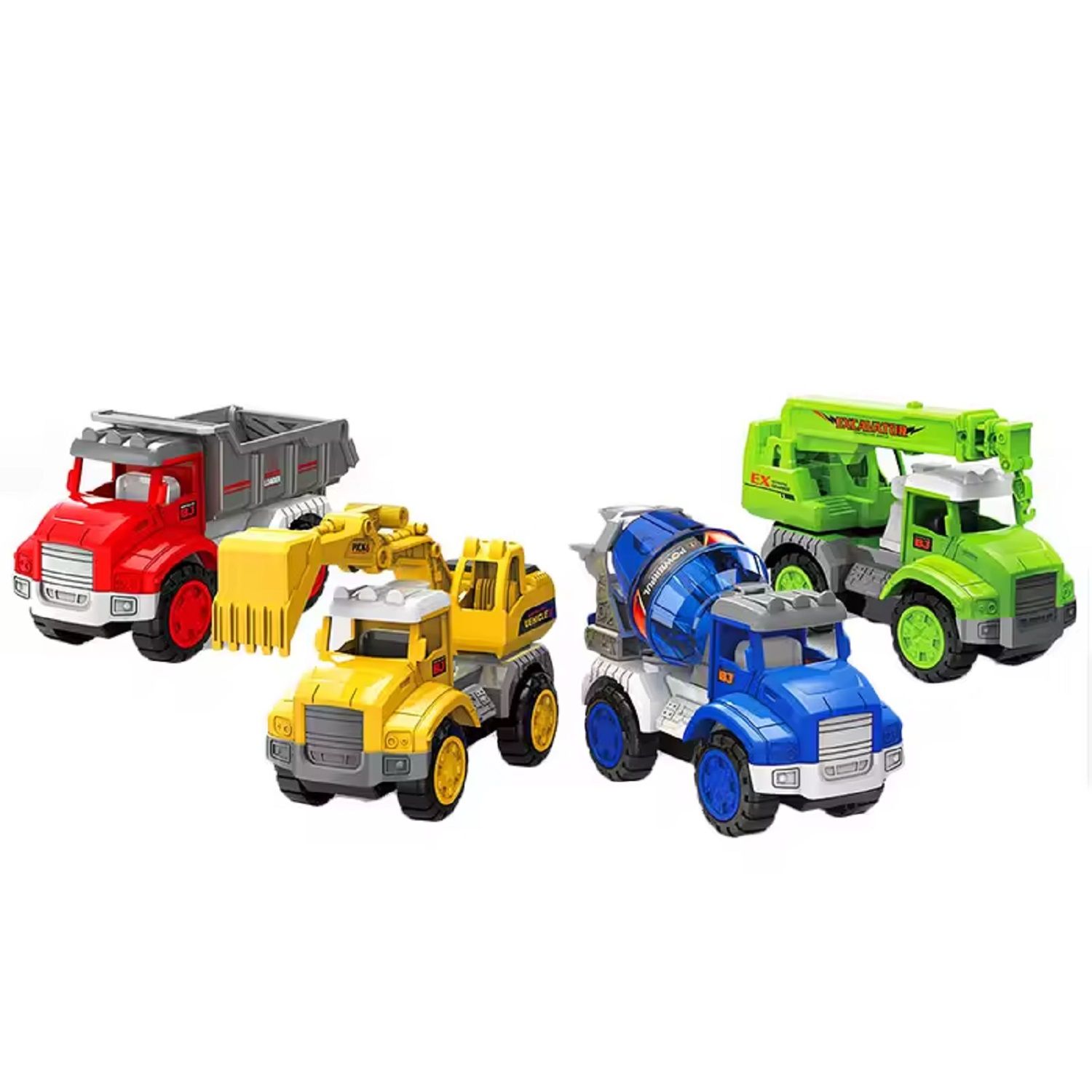 KTRS Enterprise City Server Dump Vehicle Friction Powered Construction Trucks Excavator Toys Crane Truck Toy for Boys, Girls, Kids. Above 2 Year(Multicolor) Pack of 4.